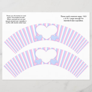 Flyer 2 Corazones y rayas Cupakes Personalizados Wrapper