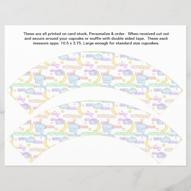 Flyer 2 envolturas personalizadas para pastelitos de beb (Frente)