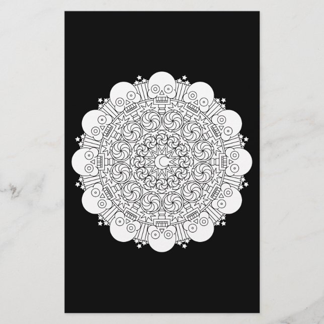 Flyer 2 espeluznantes esqueletos de Halloween Mandala Co (Frente)