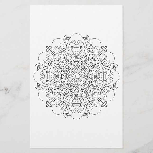Flyer 2 espeluznantes esqueletos de Halloween Mandala Co (Frente)