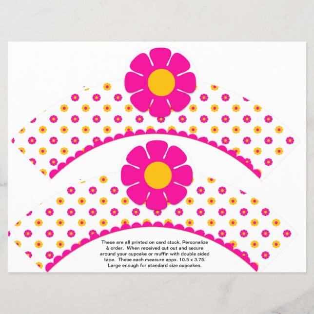Flyer 2 Flores Retro Cumpleaños Personalizadas Envoltura (Frente)