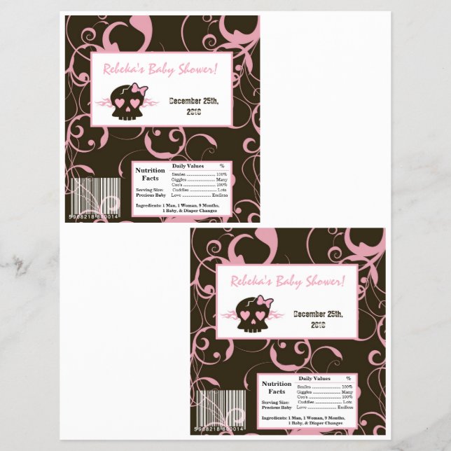 Flyer 2 Hershey's Large Bar Wrapper Girly Punk rosa Skul (Frente)