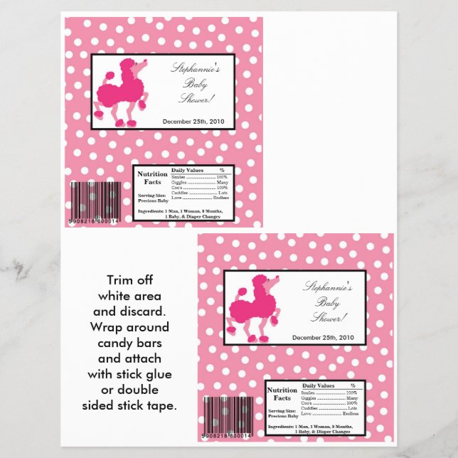 Flyer 2 Hershey's Large Bar Wrapper Pink Poodle Paris (Frente)