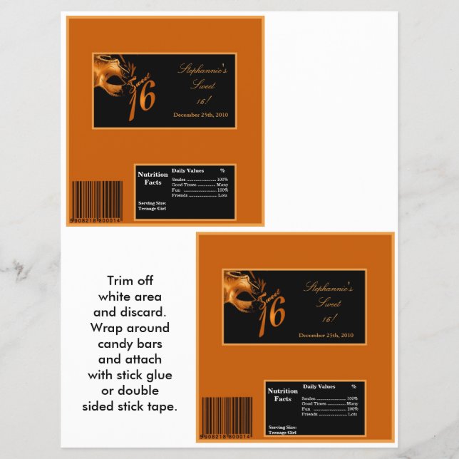 Flyer 2 Hershey's Large Bar Wrapper Sweet 16 Naranja (Frente)