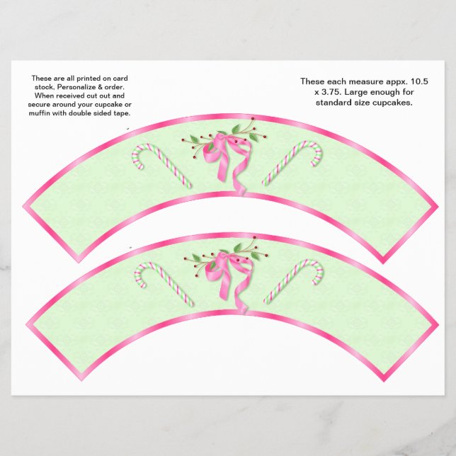 Flyer 2 Navidades Candy Canes Personalizado Cupakes Wrap (Frente)