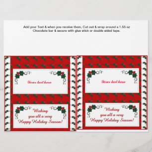 Flyer 2 Navidades Holiday Holly Candy Bar Wrappers
