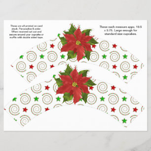 Flyer 2 Navidades Poinsettia Personalizado Cupakes Wrape