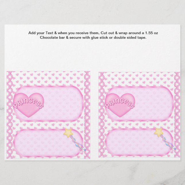 Flyer 2 Princess Birthday Personalizado Candy Bar Wrappe (Frente)