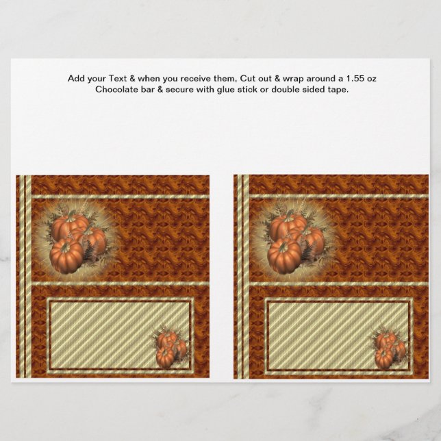 Flyer 2 Pumpkin Fall Personalizado Hersheys Candy Bar Wr (Frente)