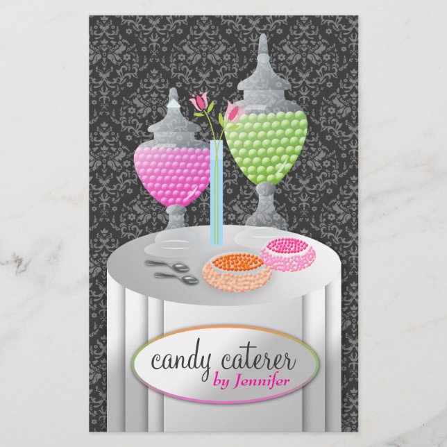 Flyer 311-Candy Caterer | Damasco gris (Frente)