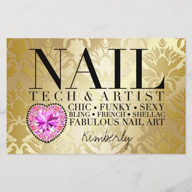 Flyer 311 Tres Modas Damask Nail Tech Diamond HeartFlyer (Frente)
