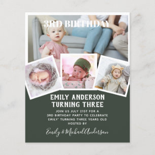 Flyer 3.ᵉʳ Collage de fotos de cumpleaños Invitar a un n