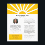Flyer 3 | Personalizado Foto Moderno Sunrise Yellow Busi<br><div class="desc">Muestra tu marca de una manera fresca e inspiradora con este folleto de negocios moderno y de personalizable. Diseñado para radiar positividad y profesionalismo, cuenta con un cálido amanecer amarillo con rayos solares en un fondo blanco limpio, perfecto para empresas que quieren dar una primera impresión segura y optimista. Añade...</div>