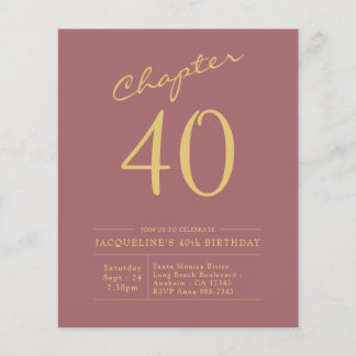 Flyer 40.ª invitación al presupuesto rosado de oro