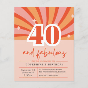 Flyer "40 y fabuloso", invitación al presupuesto