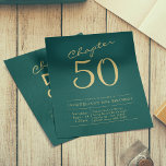 Flyer 50.ª Invitación al presupuesto verde de oro<br><div class="desc">Celebra tu hito de cumpleaños número 50 con estilo con este folleto de invitación fácil de usar. La cubierta tiene un fondo verde con un cartel dorado "Chapter 50". Debajo están todos los detalles de su ocasión especial - la fecha, hora y dirección. Haga de su cumpleaños 50 uno para...</div>