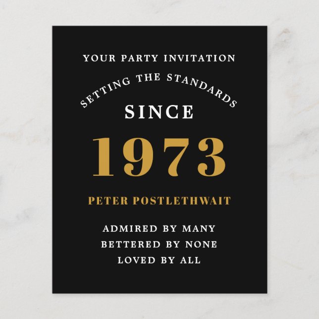Flyer 50.ª invitación de cumpleaños Oro Negro 1973 (Frente)