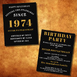 Flyer 50.º Cumpleaños 1974 Oro Negro Personalizado Para<br><div class="desc">Elegante Invitación a los 50 Años en Negro y Oro - Crea tu propio diseño personalizado. Preparar el escenario para una celebración extraordinaria comienza con la invitación perfecta. Nuestra elegante invitación al 50 cumpleaños en negro y oro es la elección perfecta para este evento de hitos. Bañada en negro por...</div>
