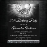 Flyer 50 cumpleaños Silver Disco Ball<br><div class="desc">Presupuesto Plata Cincuenta Años Fiesta Plata Disco Ball Invitación. La invitación a la fiesta de cumpleaños 50 de Silver y Black es perfecta para una fiesta de cumpleaños 50.</div>