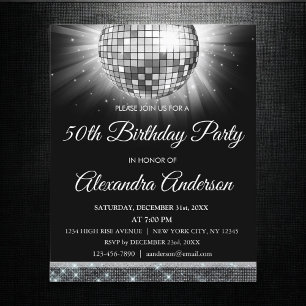Flyer 50 cumpleaños Silver Disco Ball