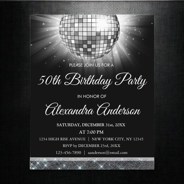 Flyer 50 cumpleaños Silver Disco Ball (Subido por el creador)