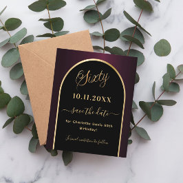 Flyer 60 cumpleaños presupuesto negro burdeos ahorra la 