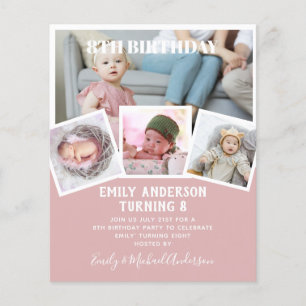 Flyer 8.º Collage de fotos De Cumpleaños Invitar A Un Ni