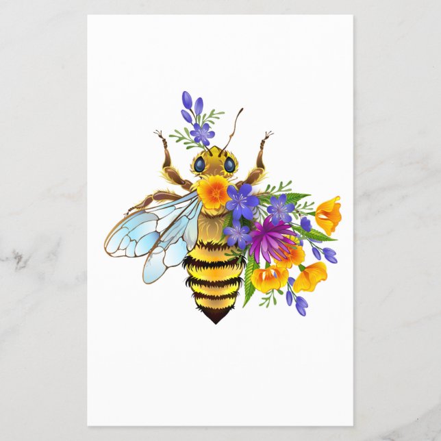 Flyer Abeja de flor con plantas silvestres (Frente)