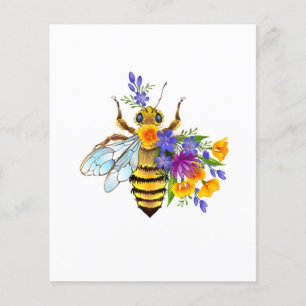 Flyer Abeja de flor con plantas silvestres