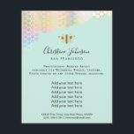 Flyer abeja en el fondo de la menta<br><div class="desc">volante de artista profesional de maquillaje en salón de belleza</div>