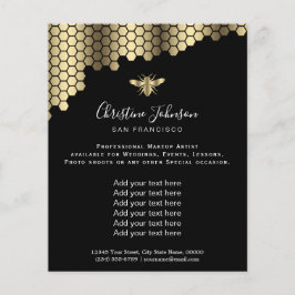 Flyer abeja panal con fondo negro