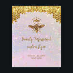 Flyer abeja reina purpurina simulada<br><div class="desc">esteticista,  skincare,  salón de belleza,  folleto de peluquería</div>