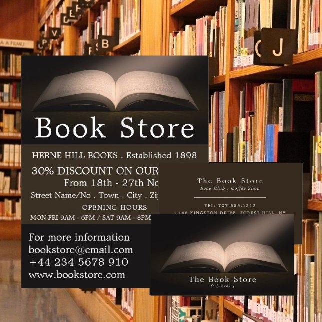 Flyer Abrir libro, anuncio de tienda de libros (Subido por el creador)
