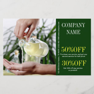 Flyer Aceite esencial de aromaterapia belleza masaje SPA