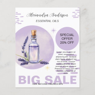 Flyer Aceite Esencial de Lavanda Botánica Promoción Acua