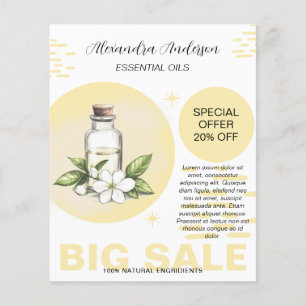 Flyer Aceites Esenciales Botánicos Floral Acuarela Jazmí