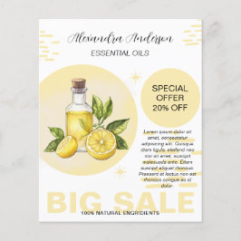 Flyer Aceites Esenciales De Limón Botánica Acuarela Verd