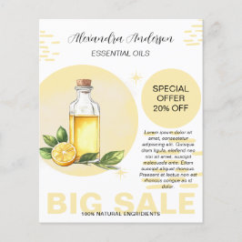 Flyer Aceites esenciales de limón botánico acuarela Flor