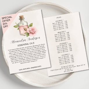 Flyer Aceites Esenciales de Rosa Natural Floral Acuarela