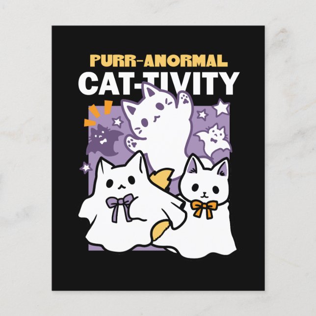 Flyer Actividad purranormal para gatos - Diseño de gatos (Frente)