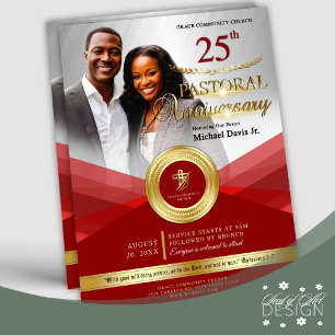Flyer Acto de la Iglesia del Aniversario Pastoral Rojo y