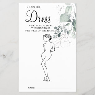 Flyer Acuarela Adivina la tarjeta de ducha Dress Bridal