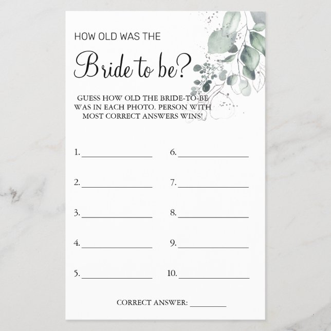 Flyer Acuarela Adivina qué edad tenía la tarjeta de jueg (Frente)