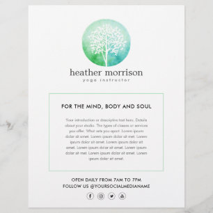 Flyer Acuarela Árbol Yoga y Bienestar