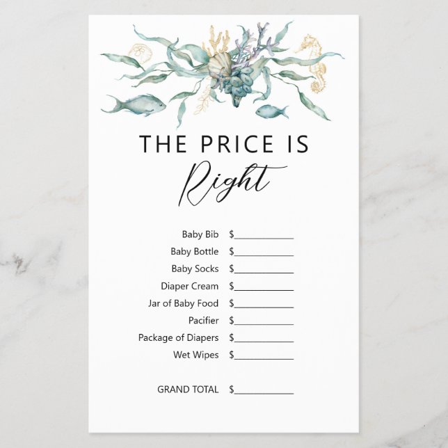 Flyer Acuarela bajo el mar El precio es el juego correct (Frente)