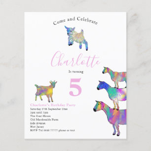 Flyer Acuarela de Cabras Chicas Nacimiento Presupuesto d