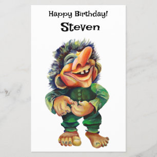 Flyer Acuarela de Ilustracion de Troll divertida en Esca