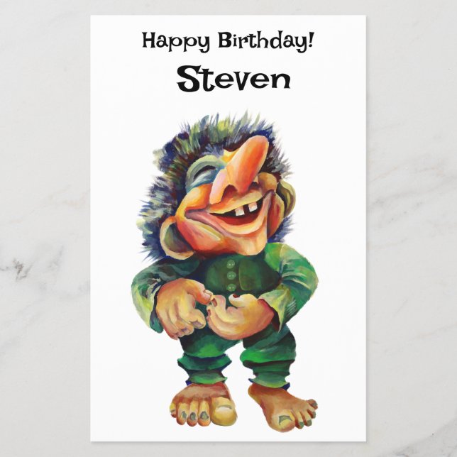 Flyer Acuarela de Ilustracion de Troll divertida en Esca (Frente)