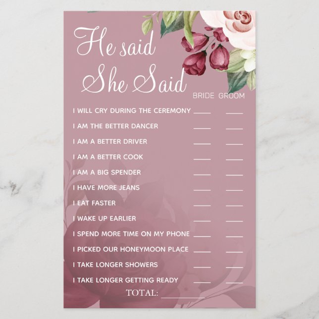 Flyer Acuarela Dijo que dijo que la tarjeta de juegos de (Frente)