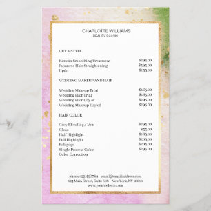 Flyer Acuarela moderna Grün Oro rosa